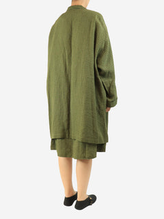 Green gingham midi dress and coat set - size S Sets Apuntob 