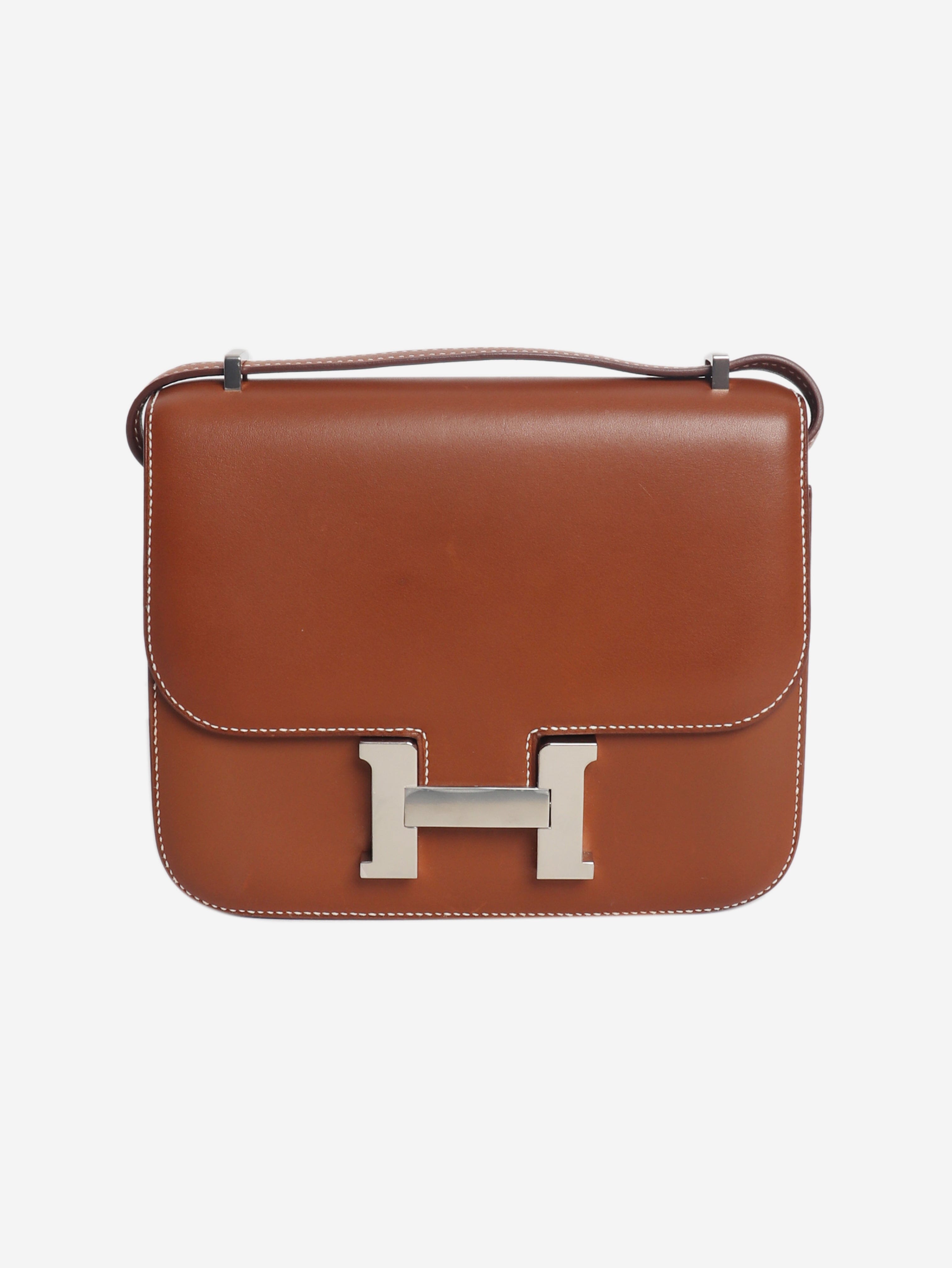 Brown box leather Constance bag Cross Body Bags Hermes 