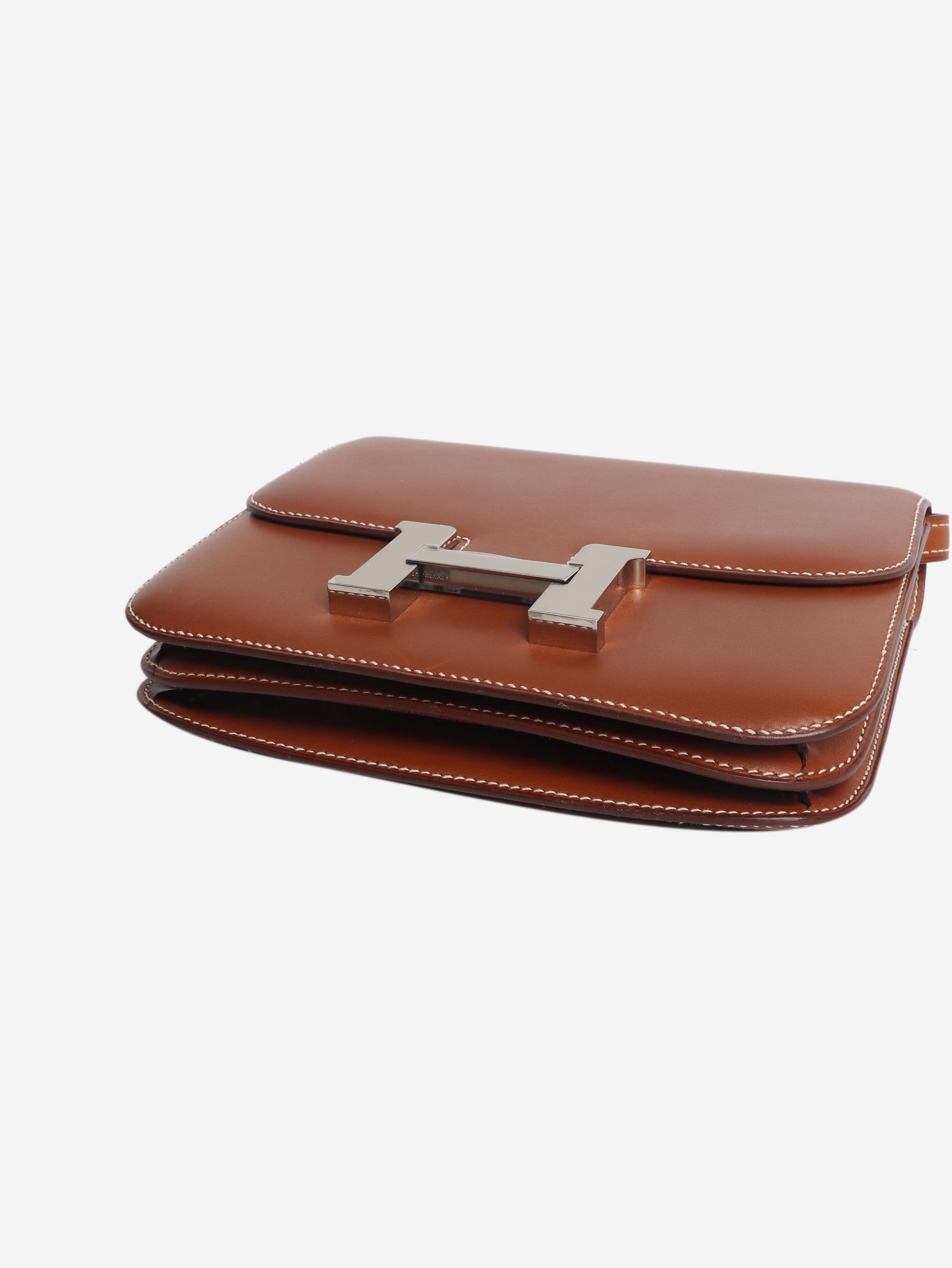 Brown box leather Constance bag Cross Body Bags Hermes 