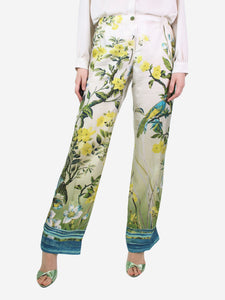 For Restless Sleepers Green silk floral printed trousers - size M