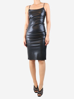 Black faux leather midi dress - size UK 4 Dresses Theory 
