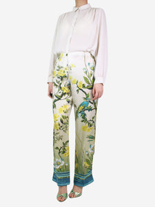 For Restless Sleepers Green silk floral printed trousers - size M