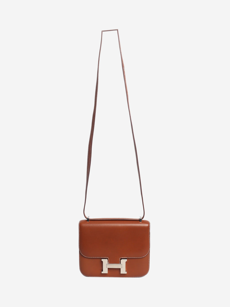 Brown box leather Constance bag Cross Body Bags Hermes 