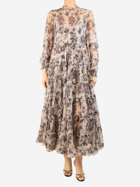 Ecru Juno tiered georgette midi dress - size UK 14 product image