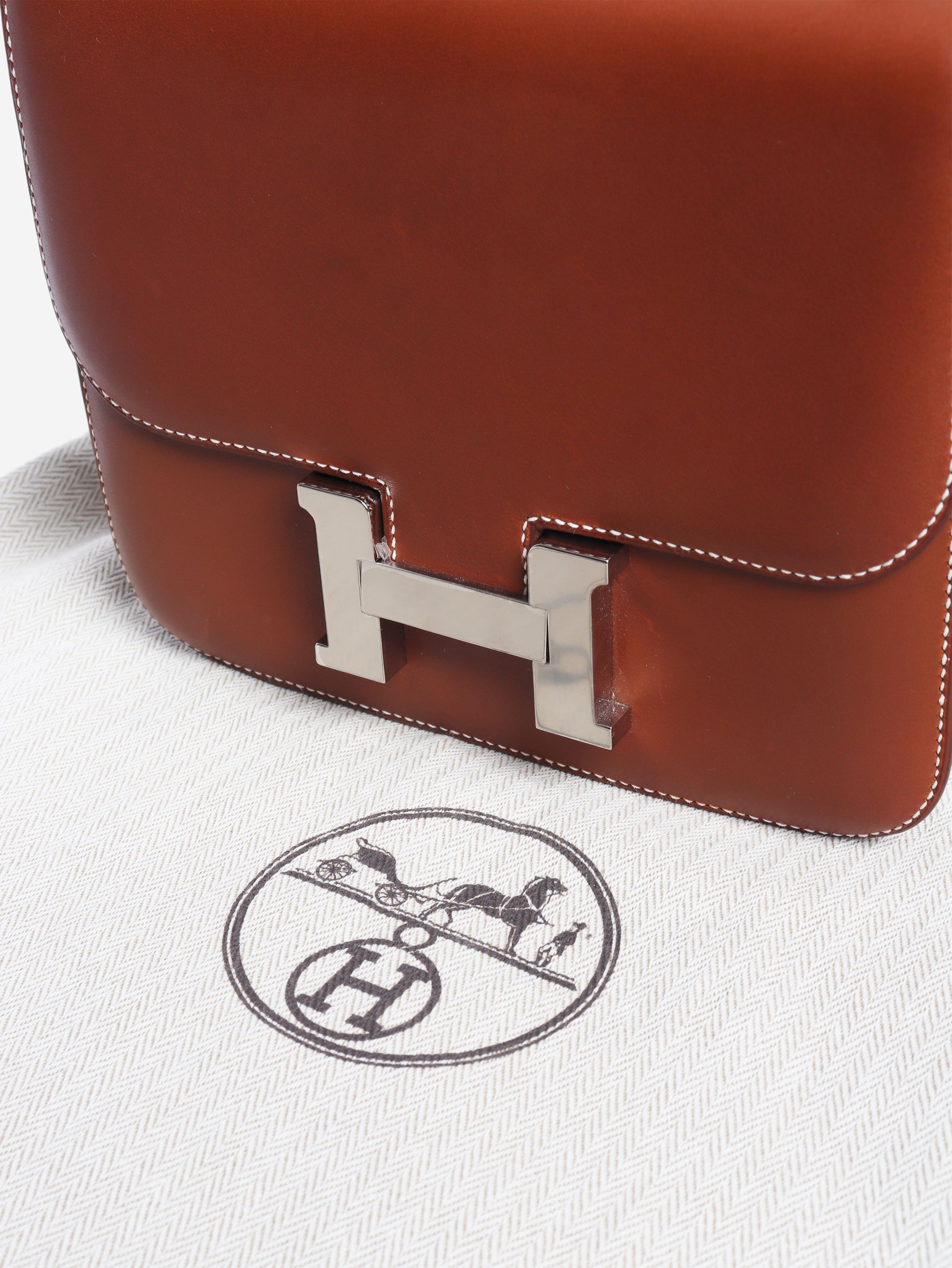 Brown box leather Constance bag Cross Body Bags Hermes 