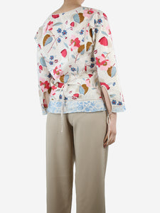 Marni Multicoloured floral-printed V-neckline top - size UK 10