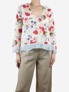 Marni Multicoloured floral-printed V-neckline top - size UK 10