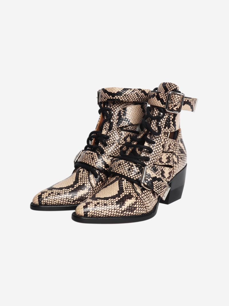 Brown snakeskin printed boots - size EU 36.5 (UK 3.5)