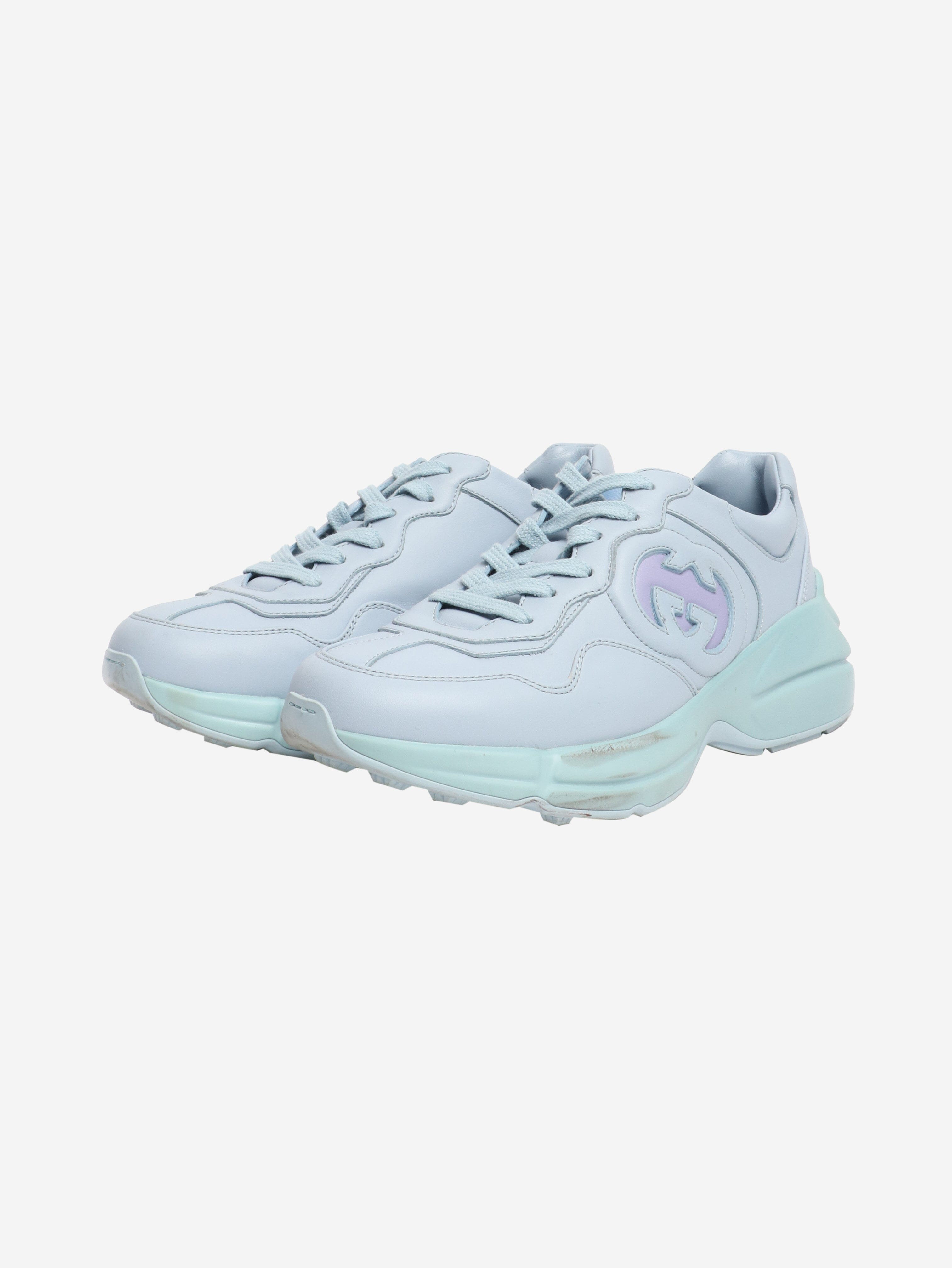 Blue Rhyton leather trainers - size EU 38.5 Trainers Gucci 