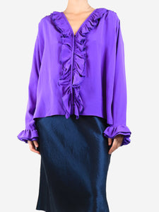 Victoria Beckham Purple ruffled blouse - size UK 8