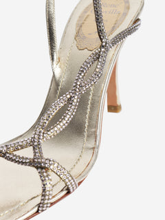 Gold sparkly embellished sandal heels - size EU 38.5
