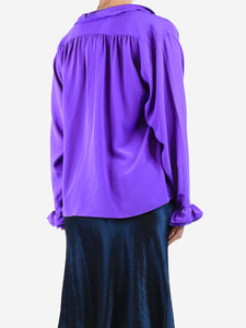 Victoria Beckham Purple ruffled blouse - size UK 8