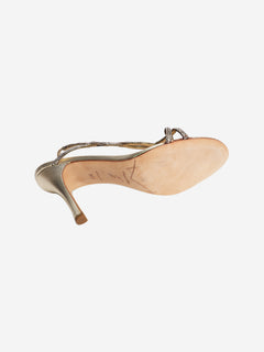Gold sparkly embellished sandal heels - size EU 38.5
