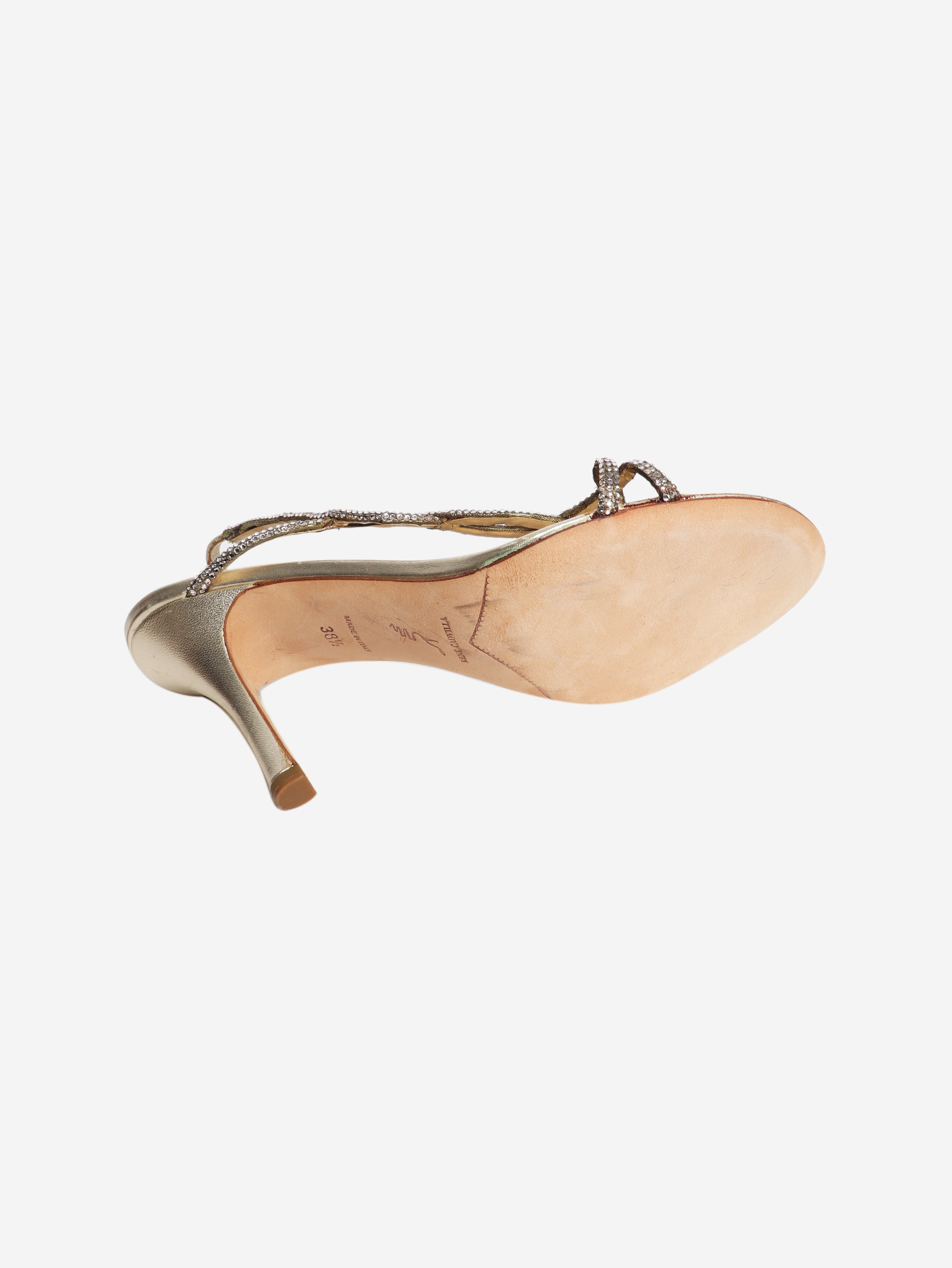 Gold sparkly embellished sandal heels - size EU 38.5
