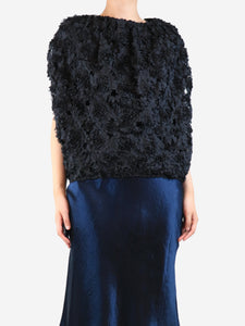 Eudon Choi Black floral embellished top - size UK 8