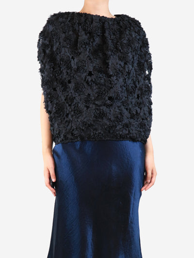 Black floral embellished top - size UK 8 Tops Eudon Choi 