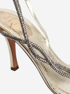 Gold sparkly embellished sandal heels - size EU 38.5