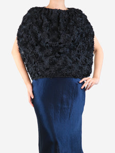 Eudon Choi Black floral embellished top - size UK 8
