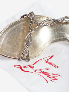 Gold sparkly embellished sandal heels - size EU 38.5