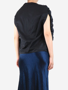 Eudon Choi Black floral embellished top - size UK 8