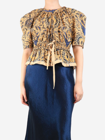Yellow printed peplum top - size UK 10 Tops Ulla Johnson 