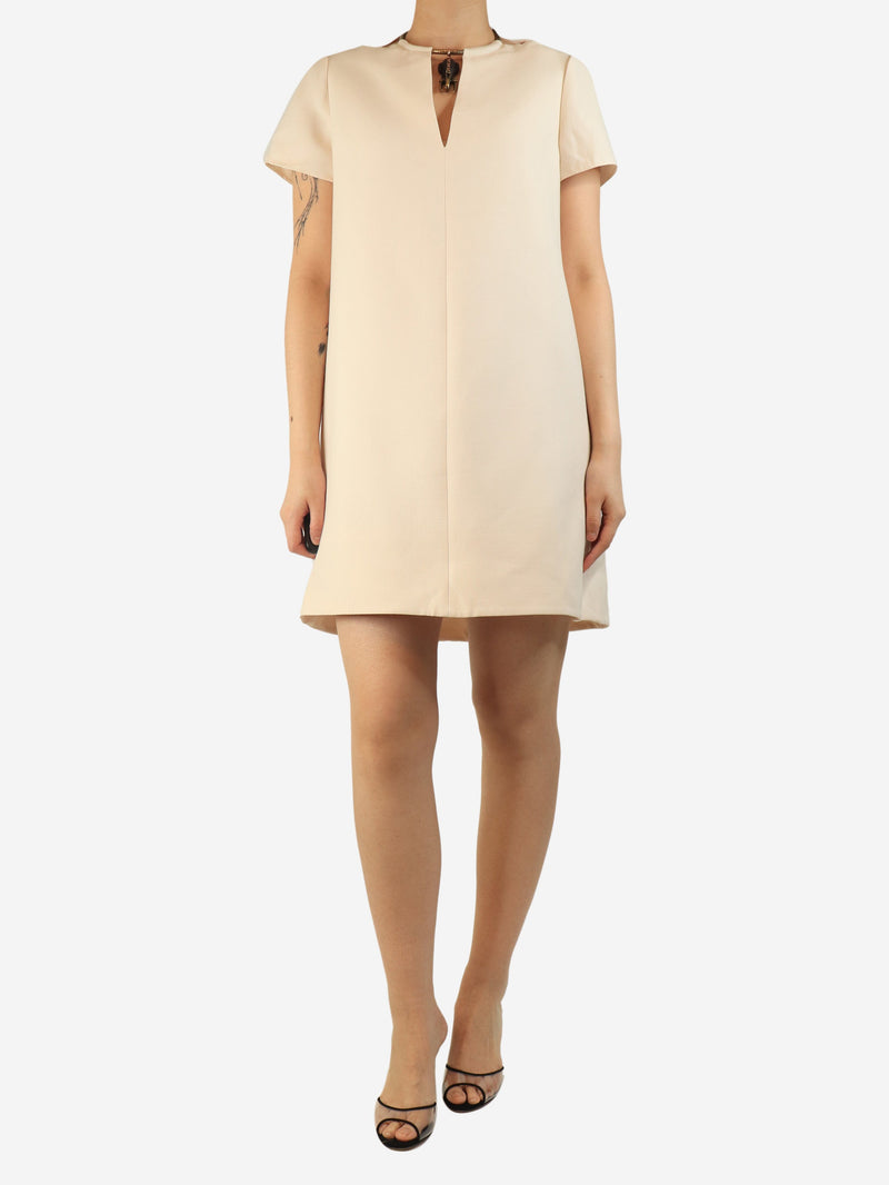 Cream crepe amulet mini dress - size UK 10 Dresses Valentino 