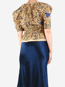 Ulla Johnson Yellow printed peplum top - size UK 10