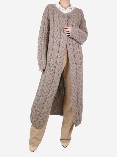 Brown cable knit alpaca cardigan - size M Knitwear Joseph 