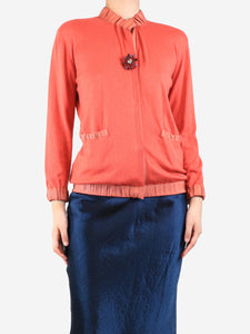 Lanvin Red jewel-button cardigan - size UK 8