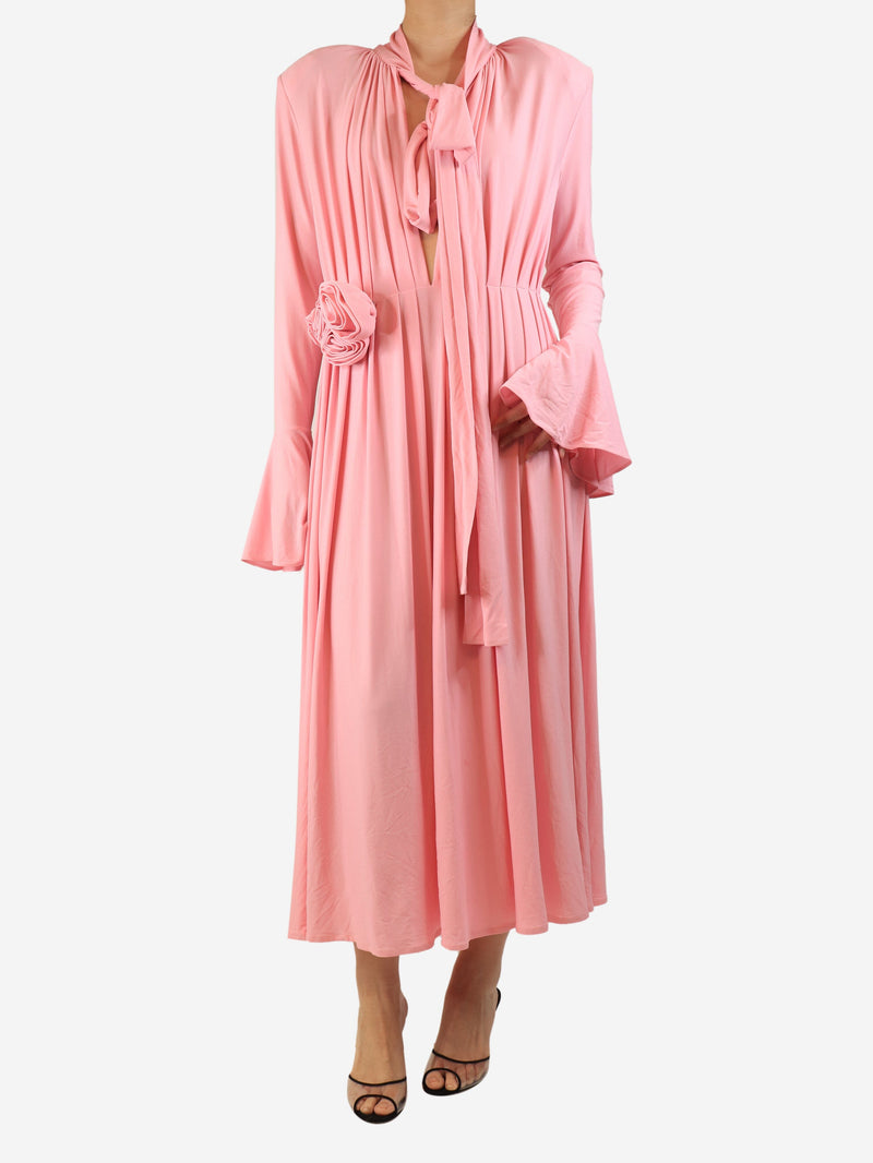 Pink floral-applique midi dress - size UK 12 Dresses Magda Butrym 