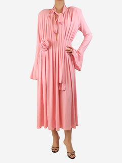 Pink floral-applique midi dress - size UK 12 Dresses Magda Butrym 