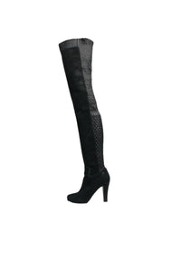 Chanel Black suede over-the-knee boots - size EU 40