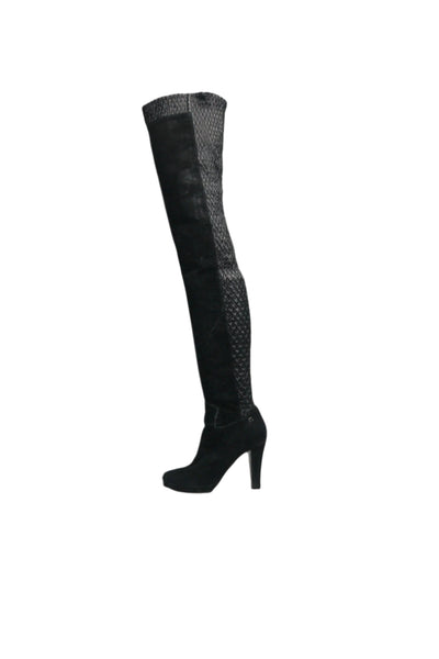 Black suede over-the-knee boots - size EU 40