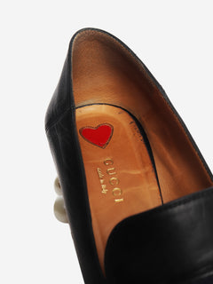 Black pearl-block heeled loafers - size EU 38.5