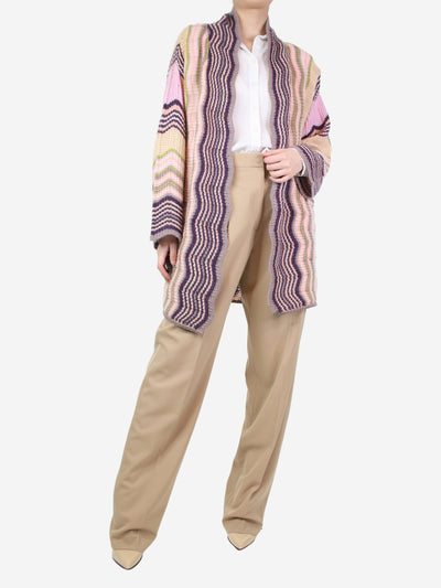 Pink zigzag pattern wool-blend cardigan - size L Knitwear Missoni 
