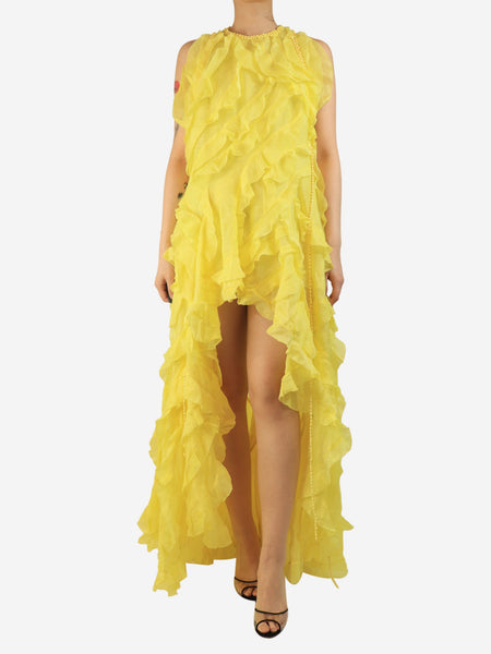 Lemon Wonderland ruffle gown  - size UK 16 product image