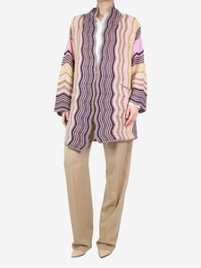 Missoni Pink zigzag pattern wool-blend cardigan - size L