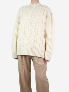 Dries Van Noten Cream cable knit wool jumper - size M