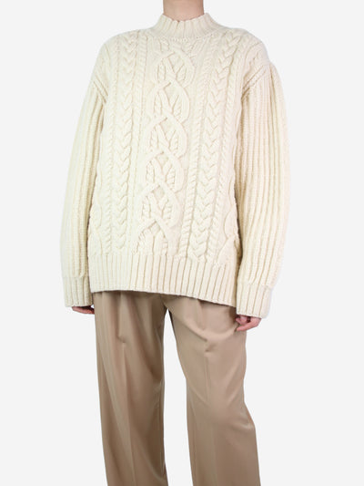 Cream cable knit wool jumper - size M Knitwear Dries Van Noten 