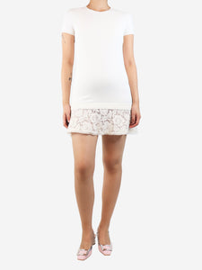 Valentino Cream knit dress with lace trim - size S