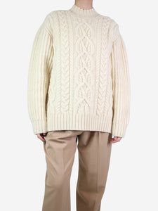Dries Van Noten Cream cable knit wool jumper - size M