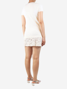 Valentino Cream knit dress with lace trim - size S
