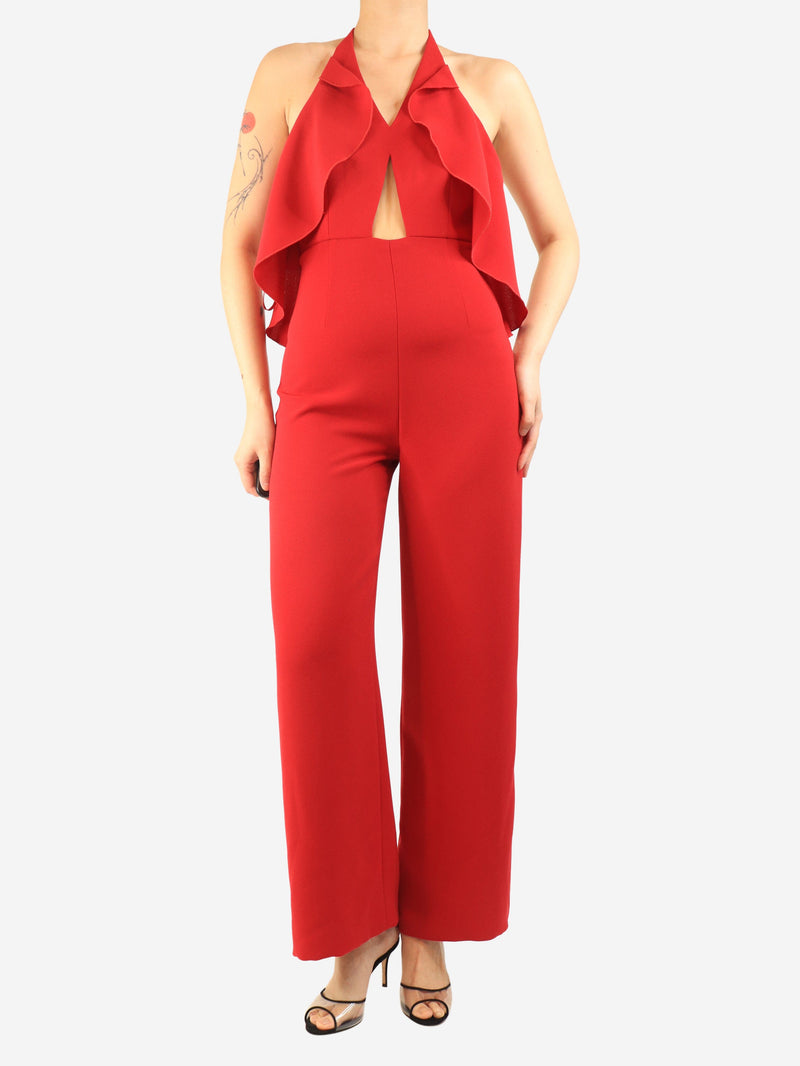Red crepe halterneck jumpsuit - size UK 10 Jumpsuits Gainsbourg 