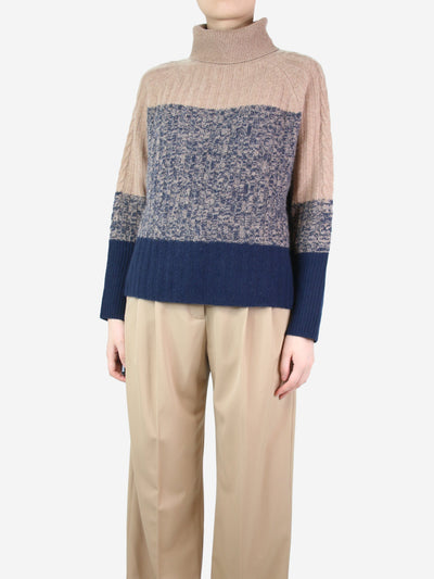 Blue roll-neck cashmere jumper - size S Knitwear 360 Cashmere 