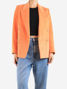 Acne Studios Orange double-breasted corduroy jacket - size UK 6