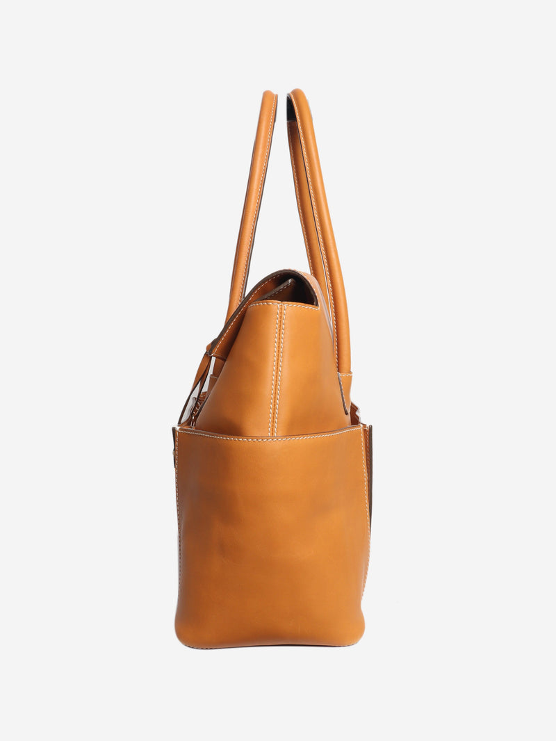 Tan Solitaire leather tote bag Tote Bags Loro Piana 