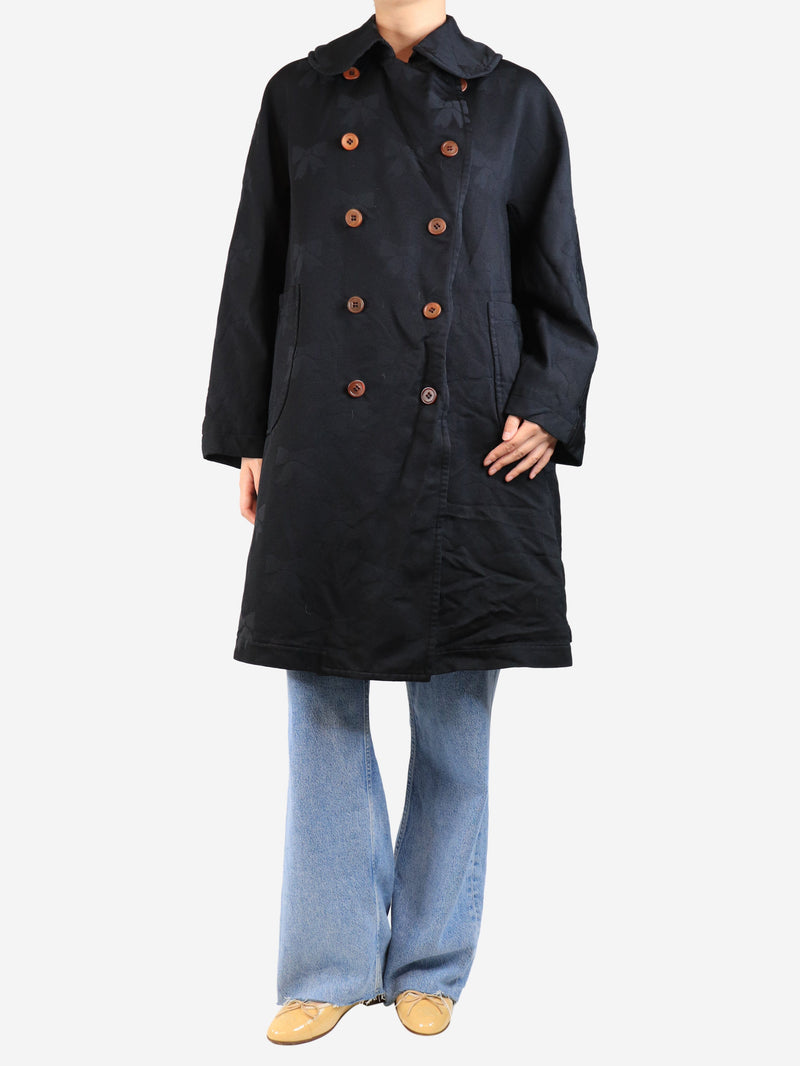Black double-breasted bow jacquard coat - size S Coats & Jackets Comme Des Garçons GIRL 