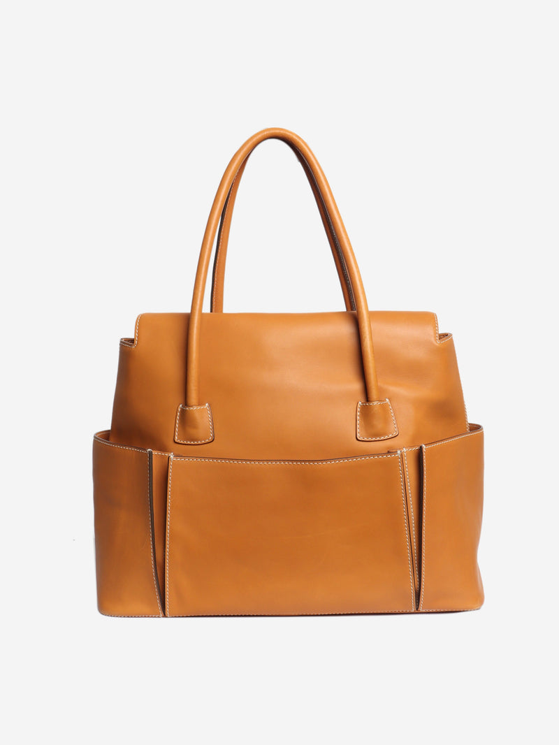 Tan Solitaire leather tote bag Tote Bags Loro Piana 