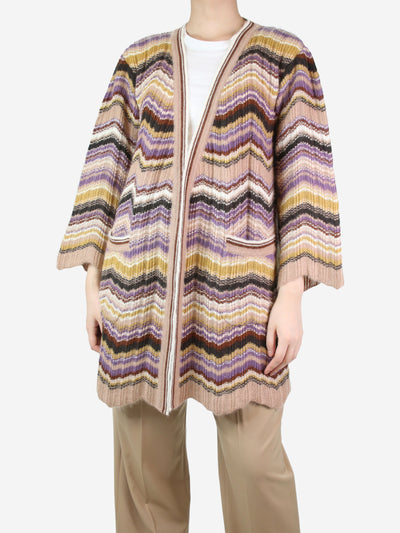 Multicoloured zigzag pattern wool-blend cardigan - size UK 12 Knitwear Missoni 