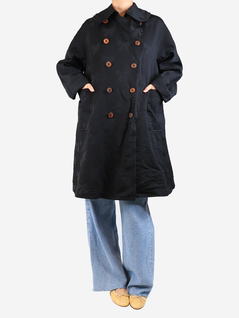 Black double-breasted bow jacquard coat - size S Coats & Jackets Comme Des Garçons GIRL 